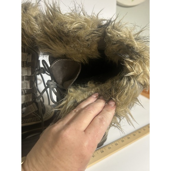 Sorel Joan of Arctic Waterproof Winter Snow Boots Gray Suede Faux Fur Size 6 - Picture 11 of 12